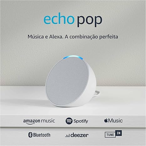 Echo Pop | Smart speaker compacto com som envolvente e Alexa | Cor Branca