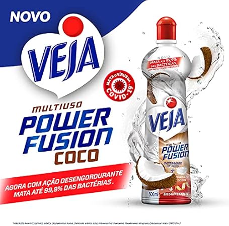 Veja Desinfetante Multiuso Power Fusion Coco 500Ml Branco/Vermelho